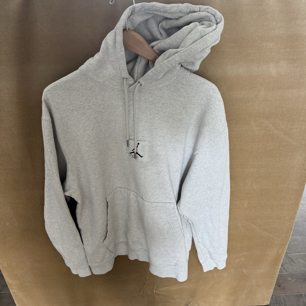 Air Jordan Essentials Gray Jump Man FLIGHT Pull Over Hoodie Sweatshirt Medium
